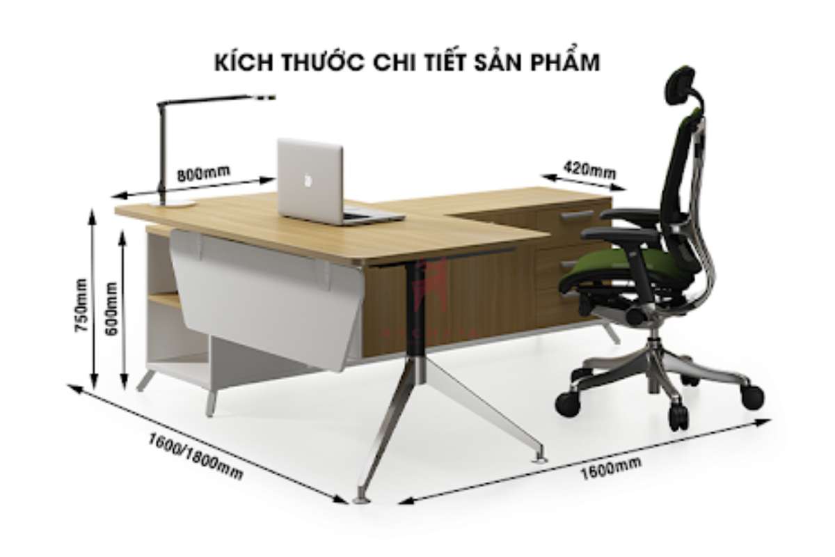 Tiêu chuẩn kích thước bàn giám đốc về chiều rộng